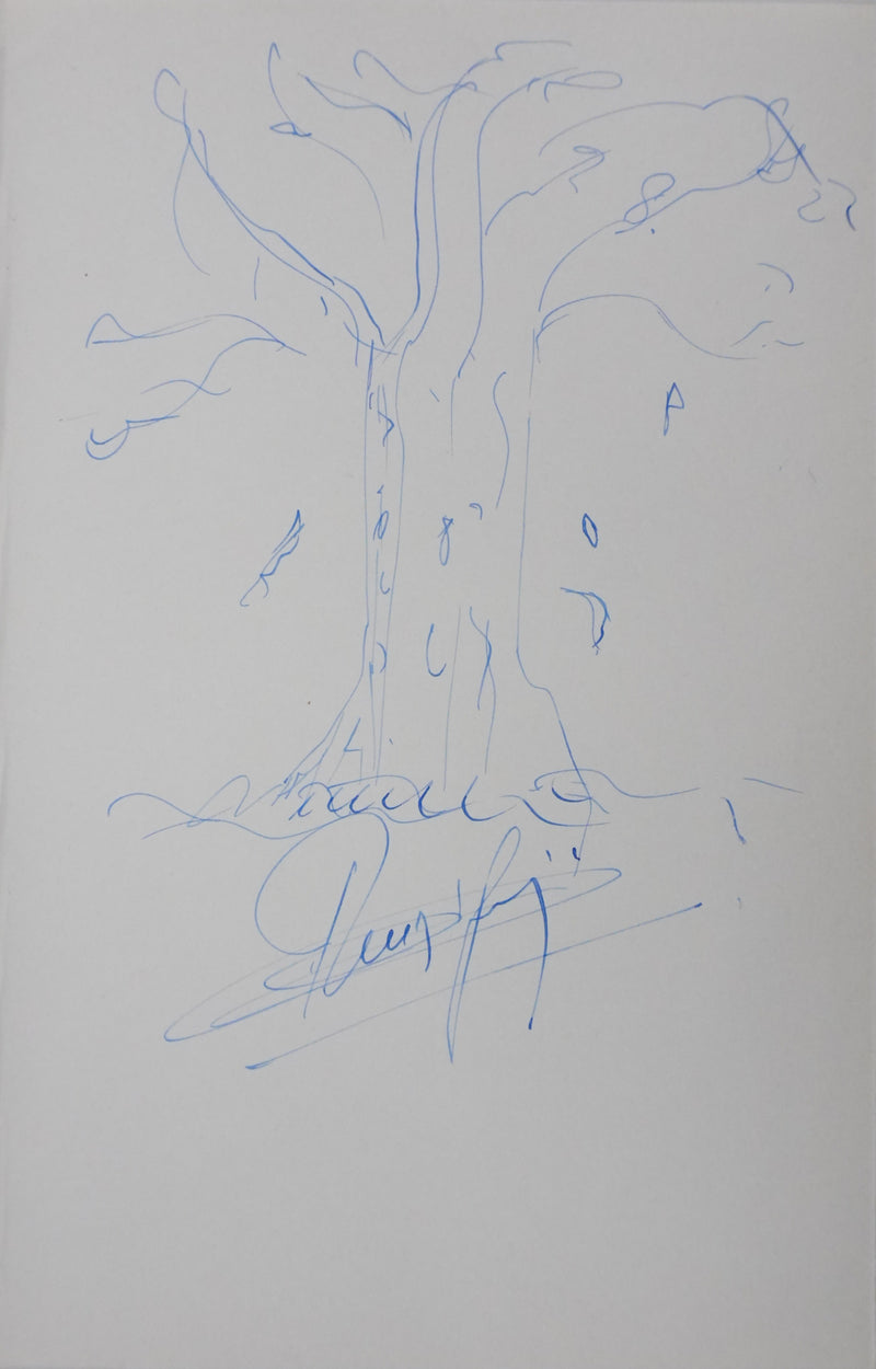 François GIRIER : Le tronc fleuri, Autographe et dessin original signé