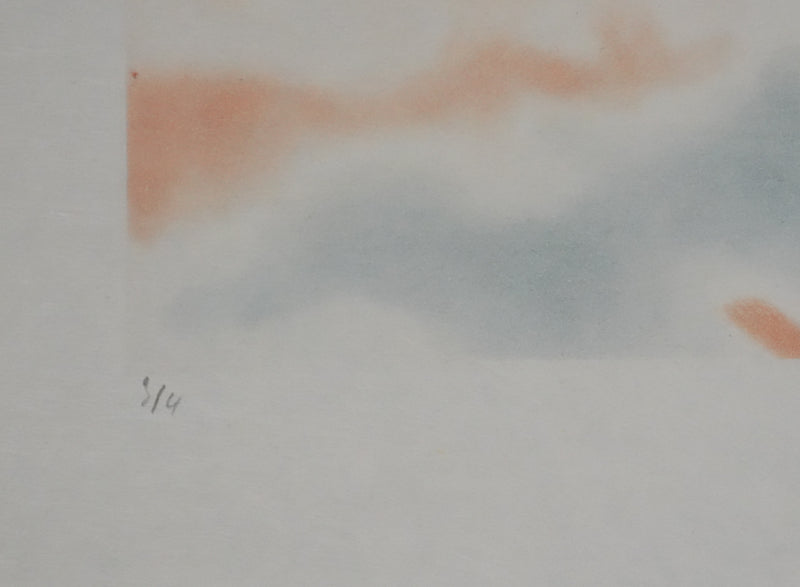 ZAO Wou-Ki : Obscurité du lac (Etat orange), Gravure originale