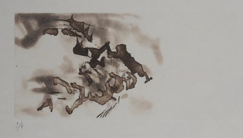 ZAO Wou-Ki : Obscurité du lac (Etat brun), Gravure originale