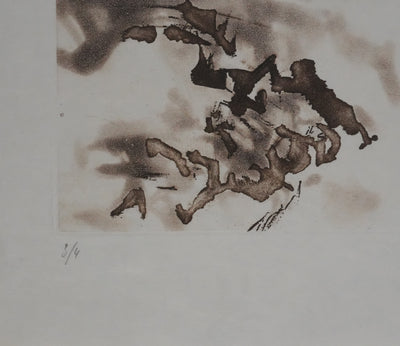 ZAO Wou-Ki : Obscurité du lac (Etat brun), Gravure originale