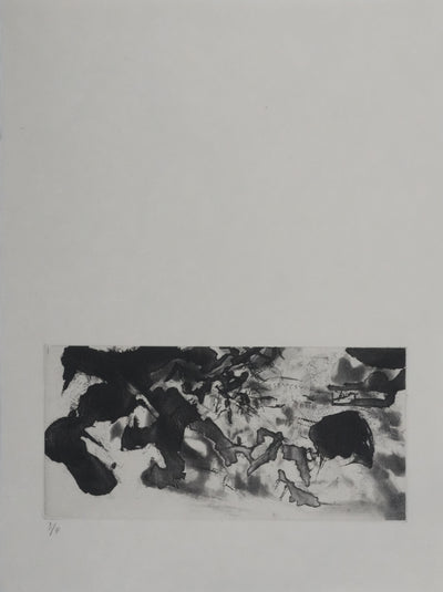 ZAO Wou-Ki : Obscurité du lac (Etat noir), Gravure originale