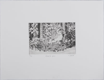 Camille COMBE : Dans le parc, Gravure originale signée