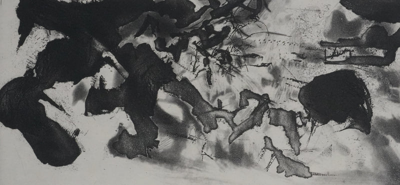 ZAO Wou-Ki : Obscurité du lac (Etat noir), Gravure originale
