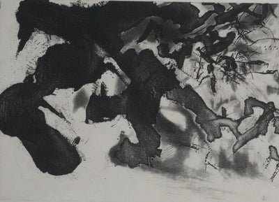 ZAO Wou-Ki : Obscurité du lac (Etat noir), Gravure originale