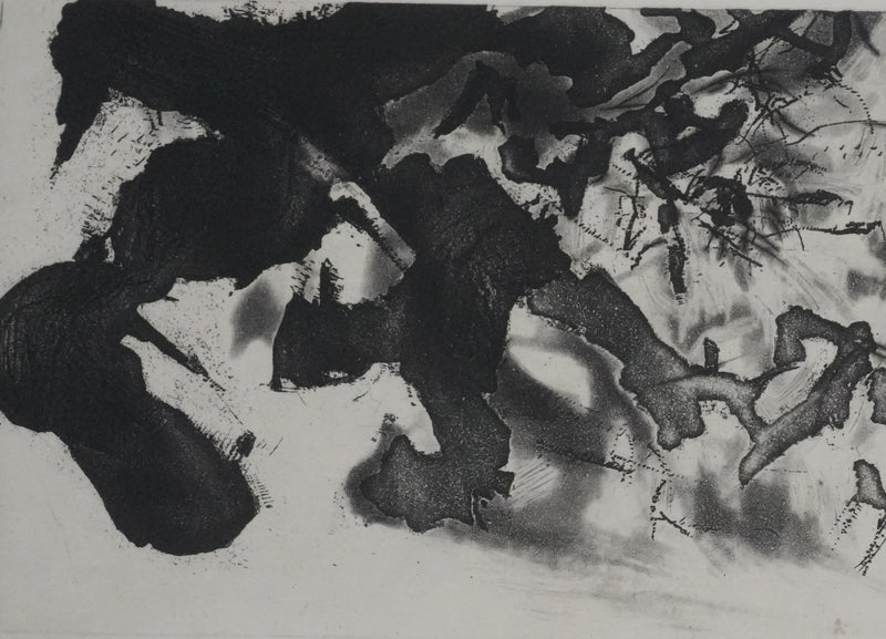 ZAO Wou-Ki : Obscurité du lac (Etat noir), Gravure originale