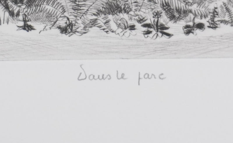 Camille COMBE : Dans le parc, Gravure originale signée