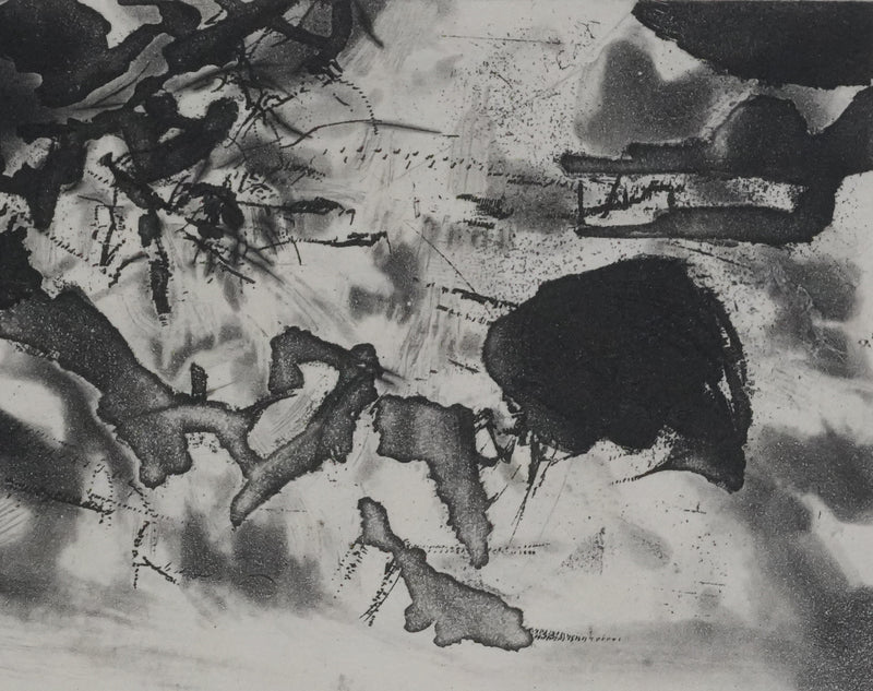 ZAO Wou-Ki : Obscurité du lac (Etat noir), Gravure originale