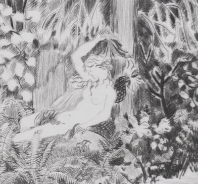 Camille COMBE : Dans le parc, Gravure originale signée