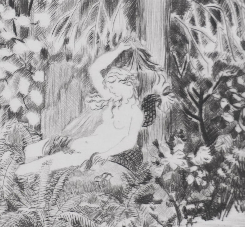 Camille COMBE : Dans le parc, Gravure originale signée
