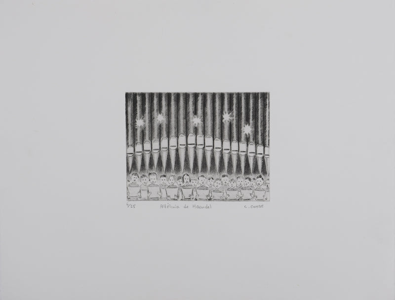 Camille COMBE : Alléluia de Haendel, Gravure originale signée