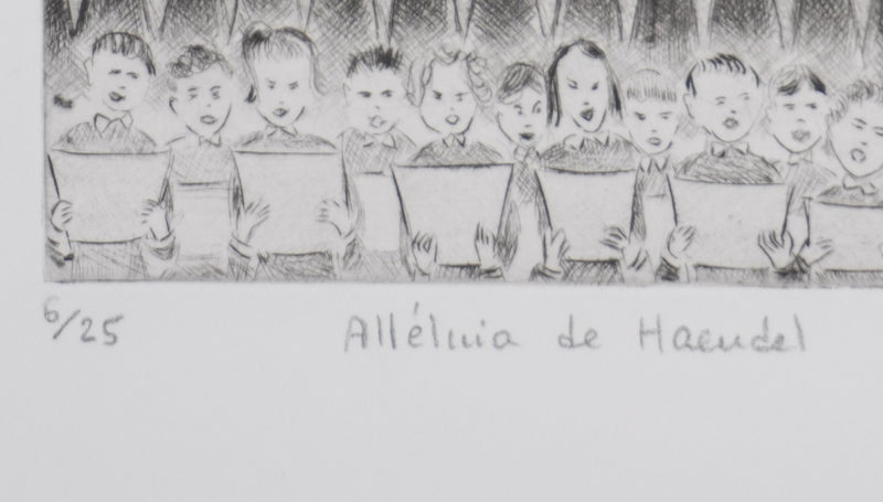 Camille COMBE : Alléluia de Haendel, Gravure originale signée