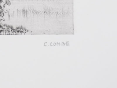 Camille COMBE : Hercules au bord de l'étang, Gravure originale signée