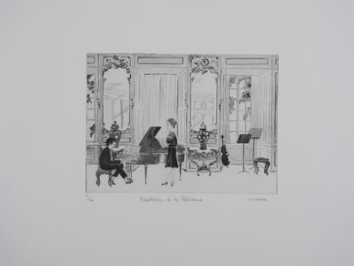 Camille COMBE : Répétition à la résidence, Gravure originale signée