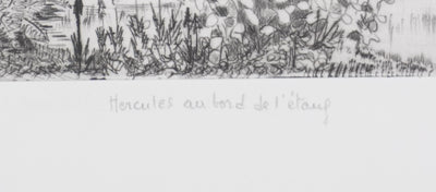 Camille COMBE : Hercules au bord de l'étang, Gravure originale signée