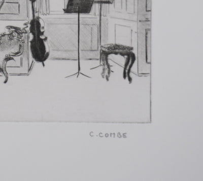 Camille COMBE : Répétition à la résidence, Gravure originale signée