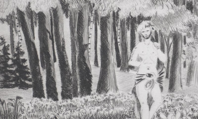 Camille COMBE : Hercules au bord de l'étang, Gravure originale signée