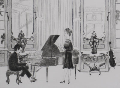 Camille COMBE : Répétition à la résidence, Gravure originale signée