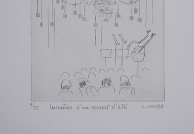 Camille COMBE : Lumières d'un concert d'été, Gravure originale signée