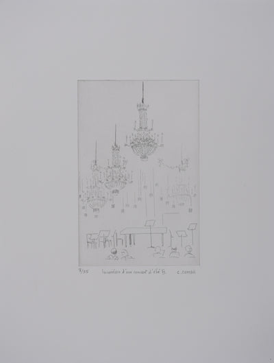Camille COMBE : Lumières d'un concert d'été II, Gravure originale signée