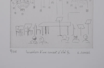 Camille COMBE : Lumières d'un concert d'été II, Gravure originale signée