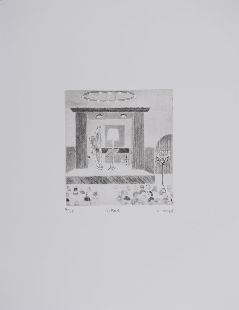Camille COMBE : Attente, Gravure originale signée
