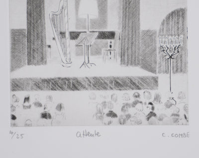 Camille COMBE : Attente, Gravure originale signée