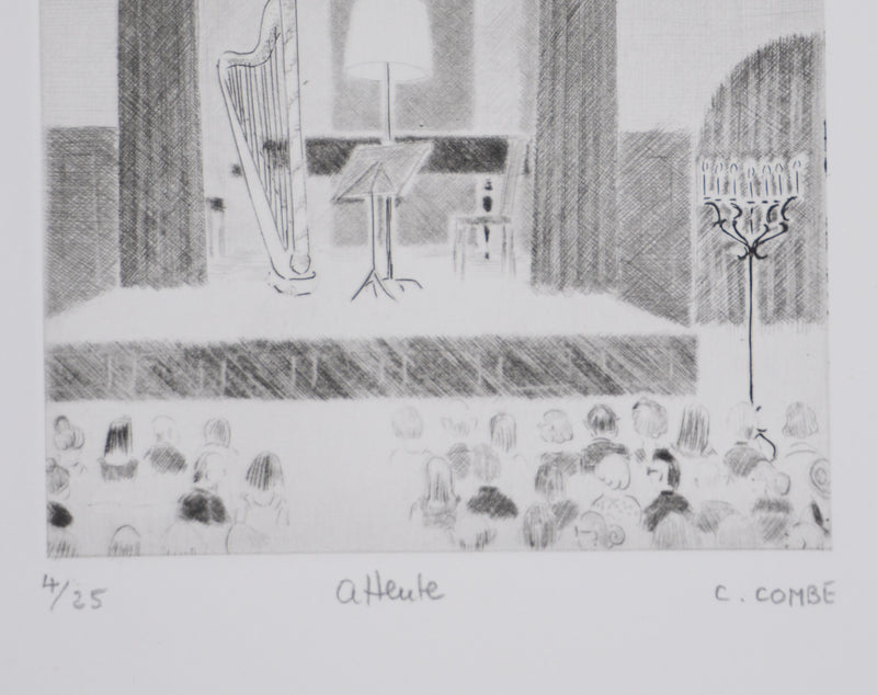 Camille COMBE : Attente, Gravure originale signée