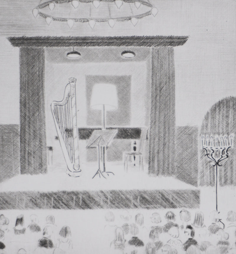 Camille COMBE : Attente, Gravure originale signée