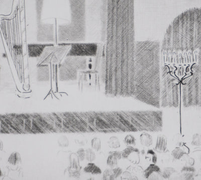 Camille COMBE : Attente, Gravure originale signée