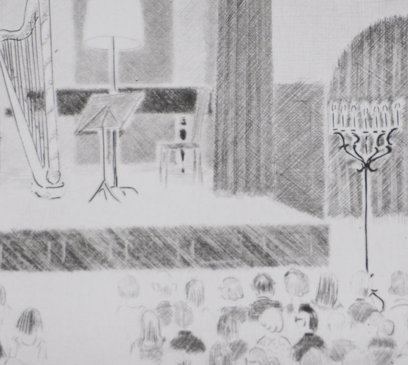 Camille COMBE : Attente, Gravure originale signée