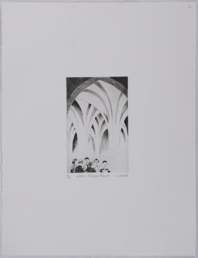 Camille COMBE : Wells : Chapter House, Gravure originale signée
