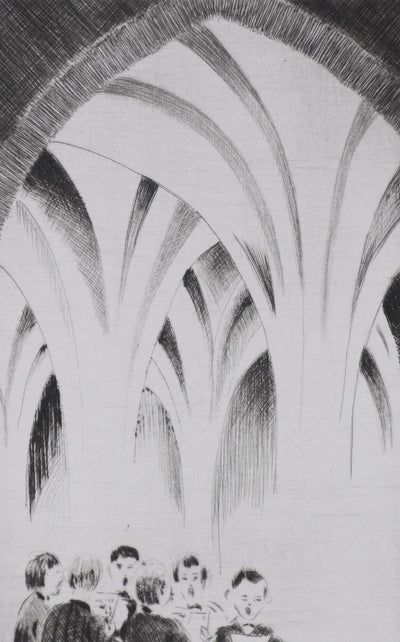 Camille COMBE : Wells : Chapter House, Gravure originale signée