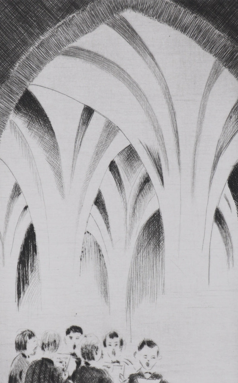 Camille COMBE : Wells : Chapter House, Gravure originale signée