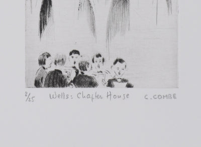 Camille COMBE : Wells : Chapter House, Gravure originale signée