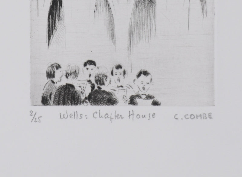 Camille COMBE : Wells : Chapter House, Gravure originale signée
