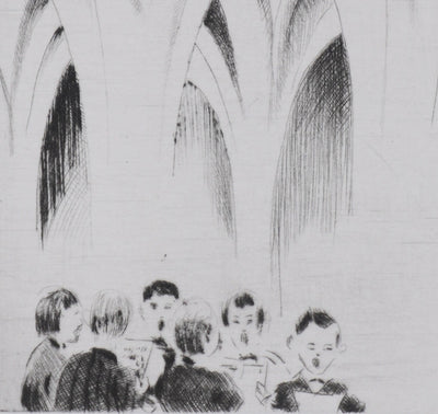 Camille COMBE : Wells : Chapter House, Gravure originale signée