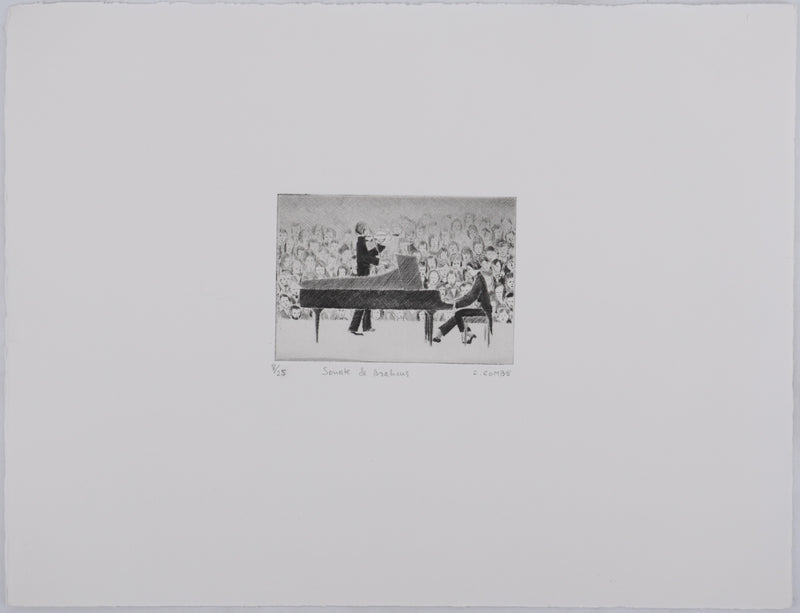 Camille COMBE : Sonate de Brahms, Gravure originale signée