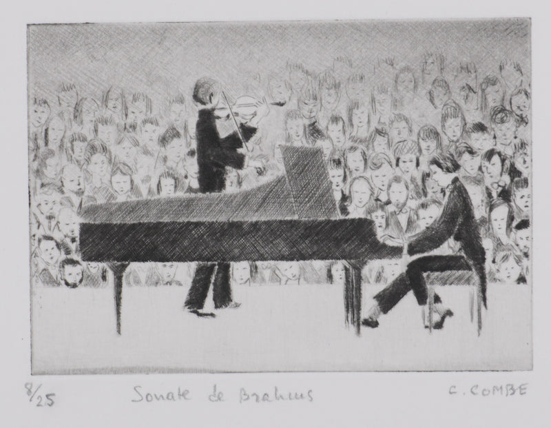 Camille COMBE : Sonate de Brahms, Gravure originale signée