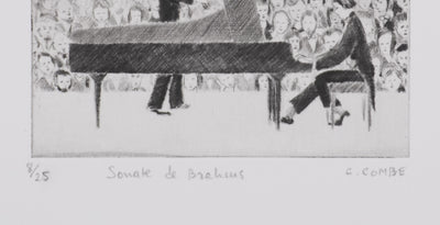 Camille COMBE : Sonate de Brahms, Gravure originale signée