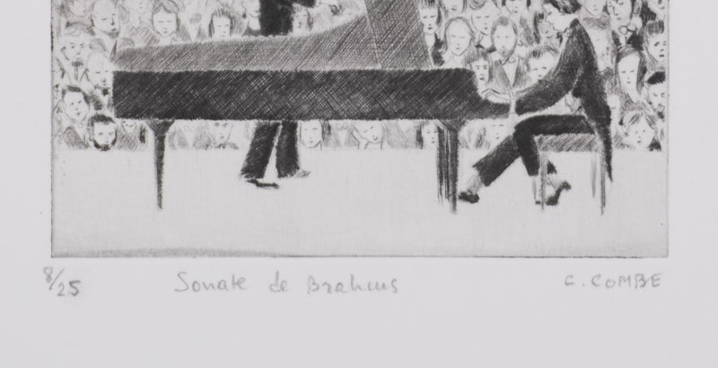Camille COMBE : Sonate de Brahms, Gravure originale signée