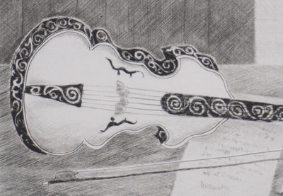 Camille COMBE : La viole d'amour, Gravure originale signée