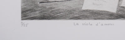 Camille COMBE : La viole d'amour, Gravure originale signée