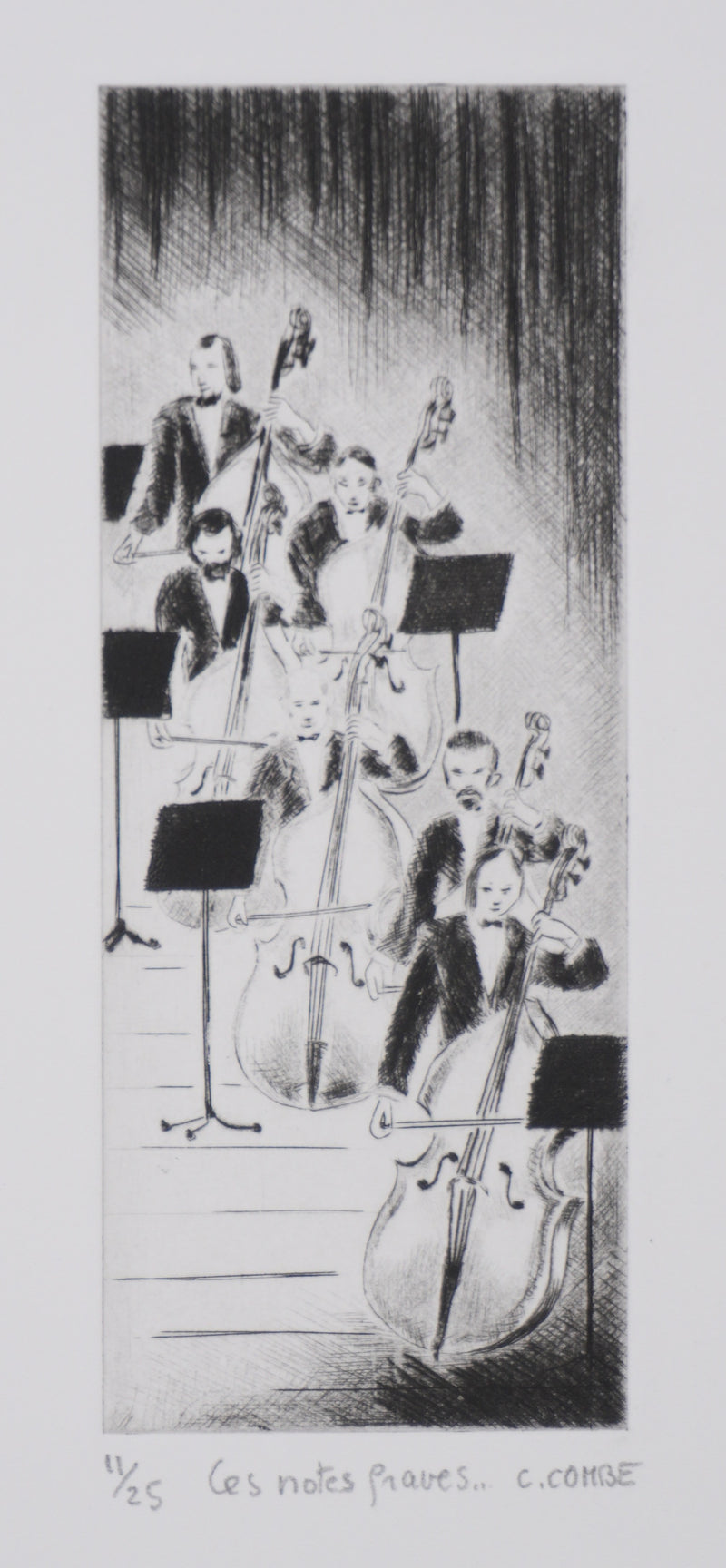 Camille COMBE : Les notes graves, Gravure originale signée