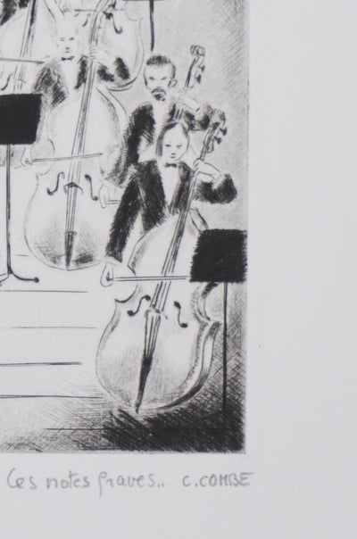 Camille COMBE : Les notes graves, Gravure originale signée