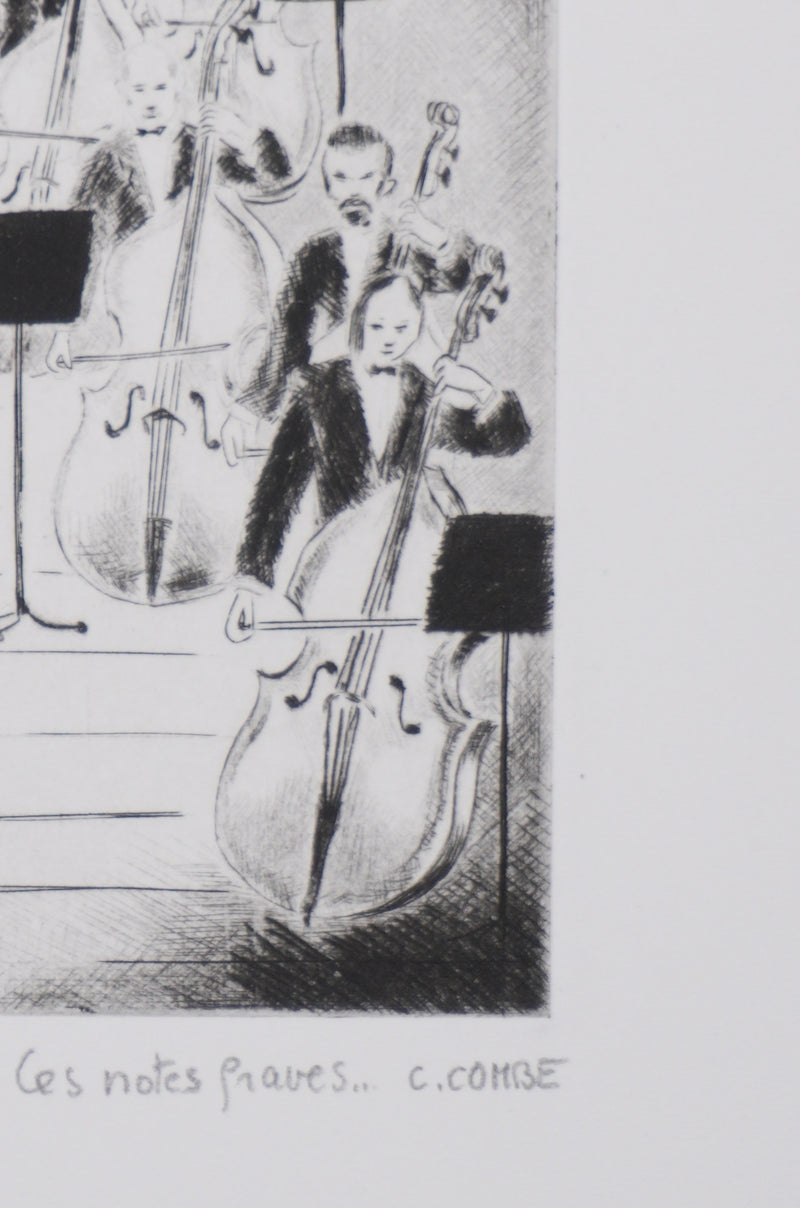Camille COMBE : Les notes graves, Gravure originale signée