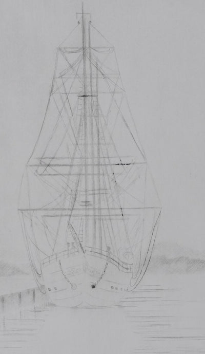 Camille COMBE : Le vaisseau volant, Gravure originale signée