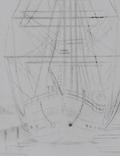 Camille COMBE : Le vaisseau volant, Gravure originale signée