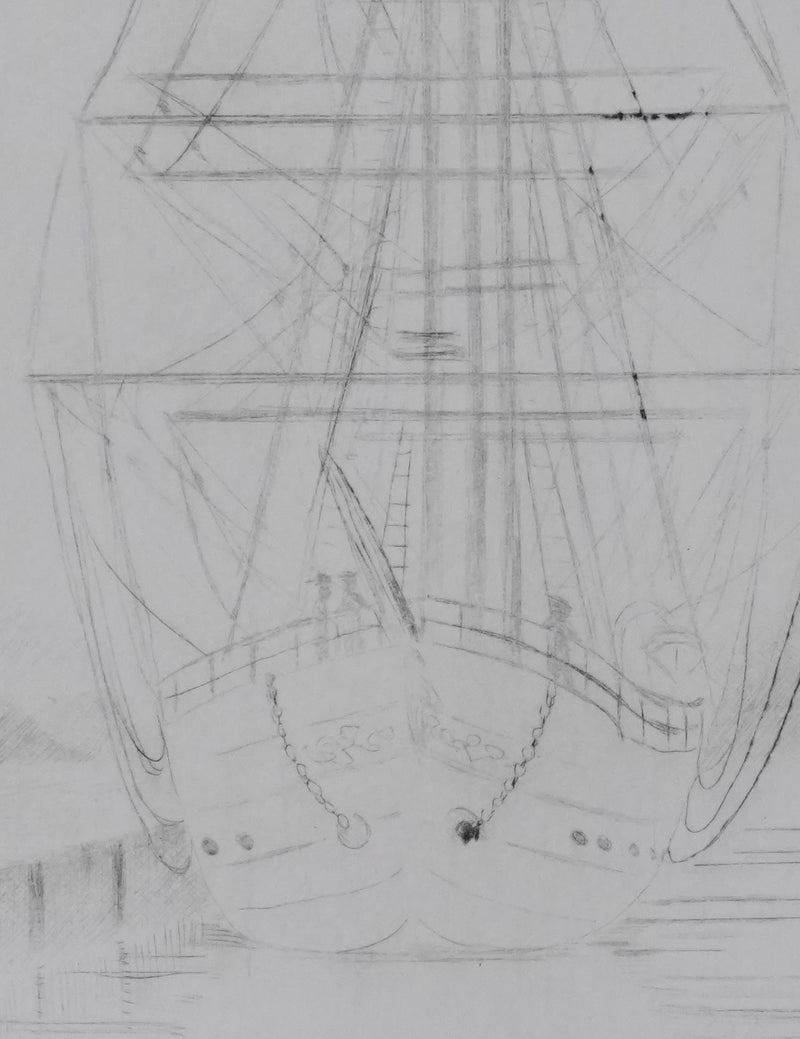 Camille COMBE : Le vaisseau volant, Gravure originale signée