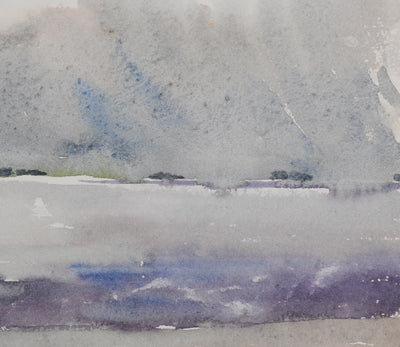 Camille COMBE : Lever de soleil Wyck, Aquarelle originale signée
