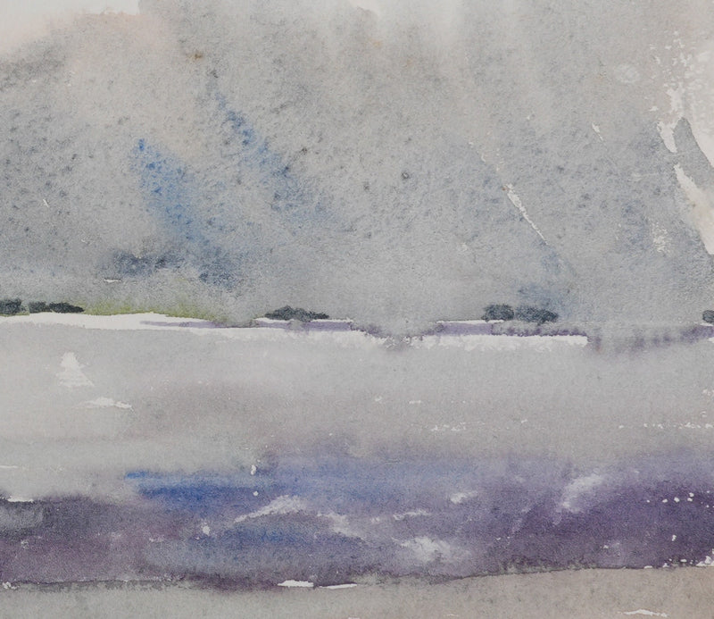 Camille COMBE : Lever de soleil Wyck, Aquarelle originale signée
